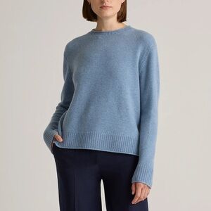 Quince Light Blue Crewneck Cashmere Sweater